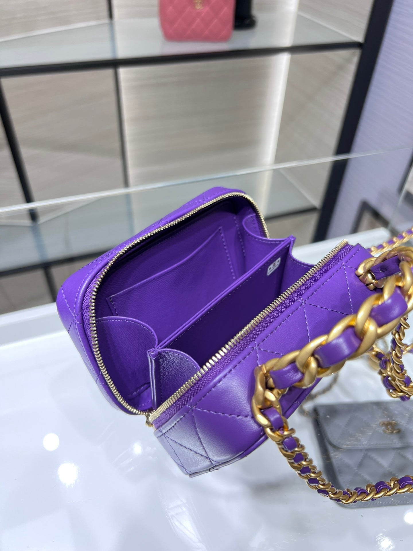 ChanelVanity With Chain Purple Bag For Women 9cm/3.5in