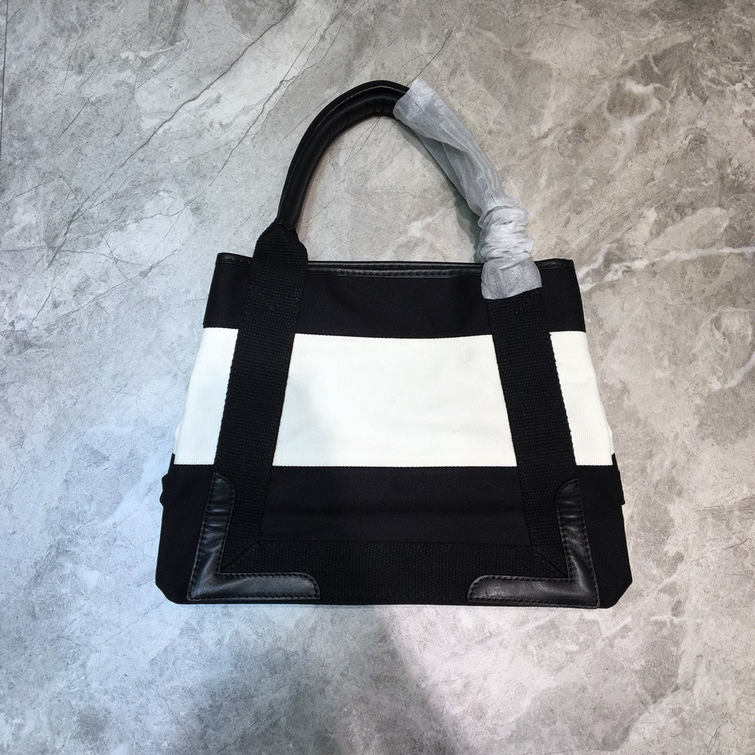 Balen Navy XS Tote Bag In Black And White, For Women,  Bags 12.6in/32cm