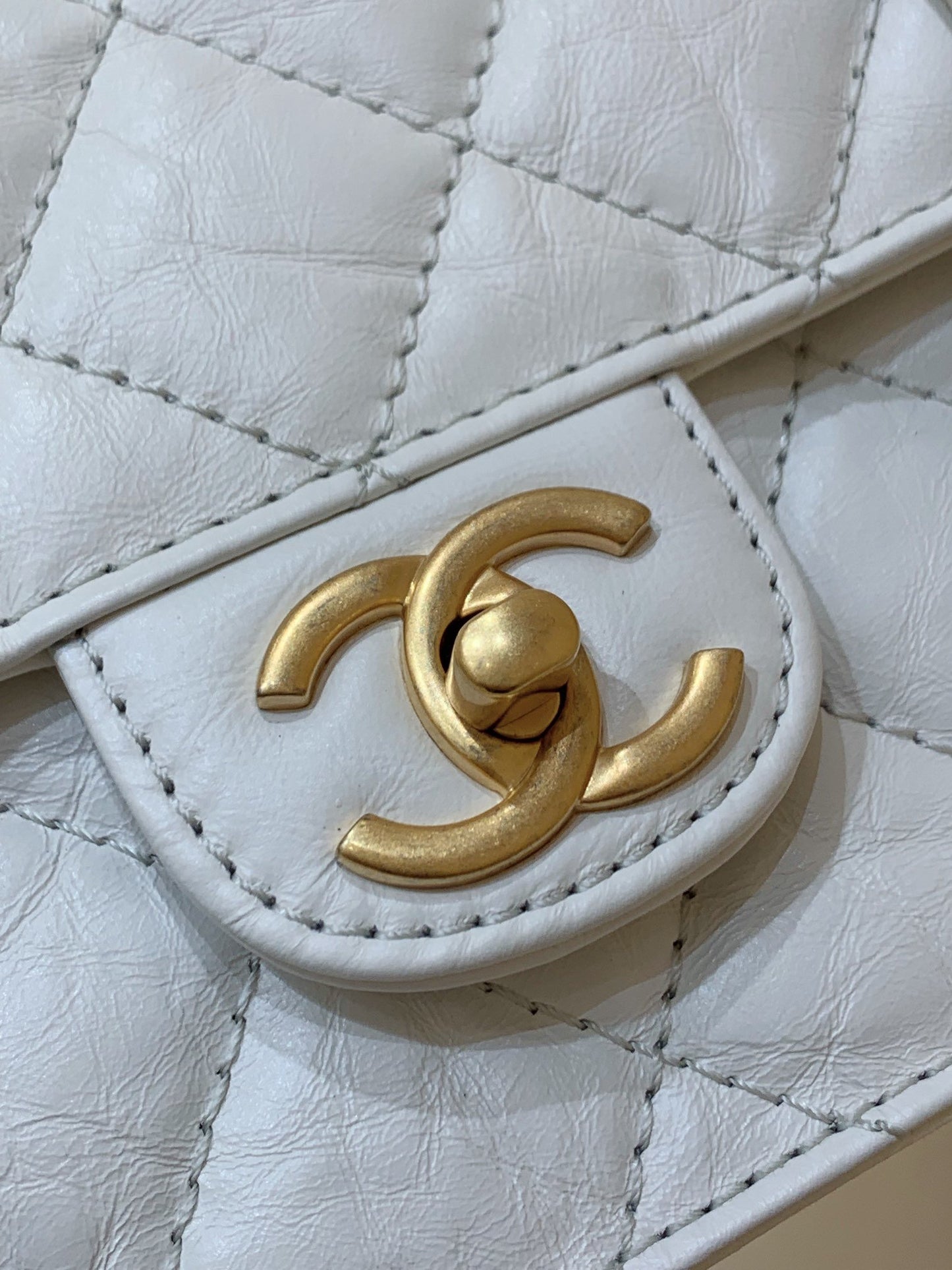 Chanel Co Co Shoulder Bag Gold Chain White For Women 9.8in/25cm