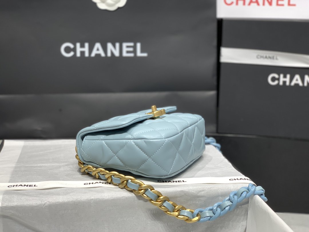 ChanelMini Flap Bag Gold-Tone Metal Blue Bag For Women 13cm/5in