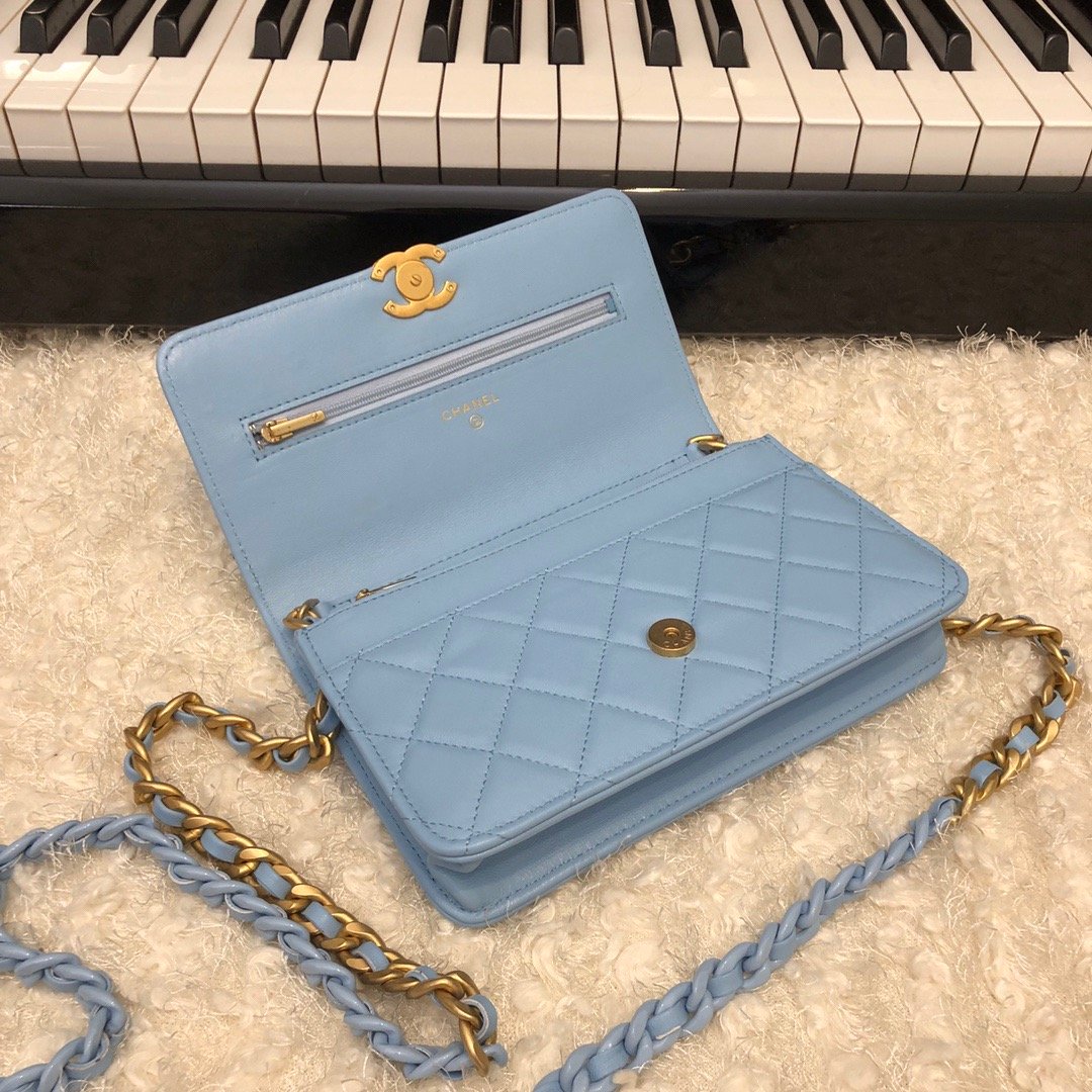 ChanelOriginal Small Classic Flap Bag Gold Hardware Blue For Women, Women&#8217;s Handbags, Shoulder Bags 7.5in/19cm AP33814