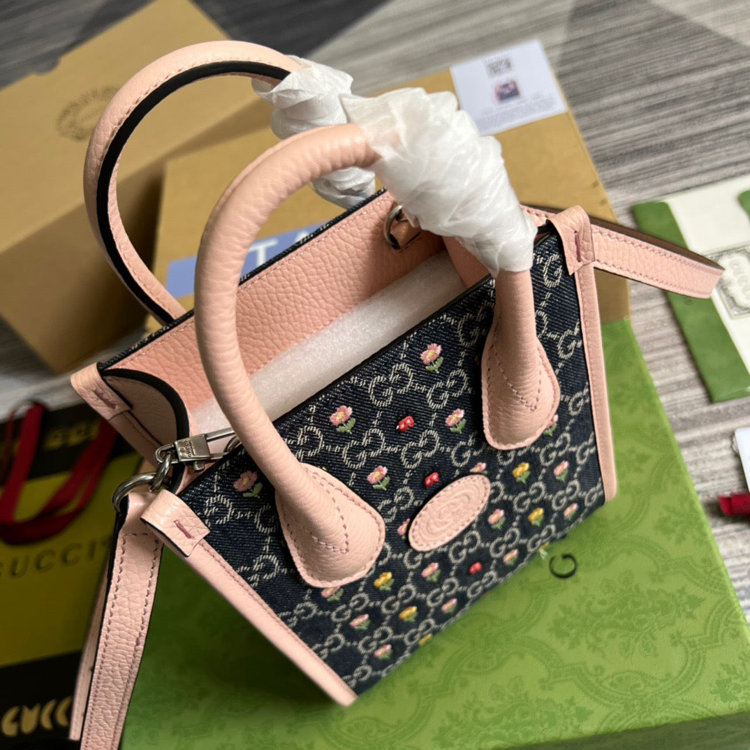 gg Blooming Love Mini Tote Bag Beige For Women, Women&#8217;s Bags 6.3in/20cm gg