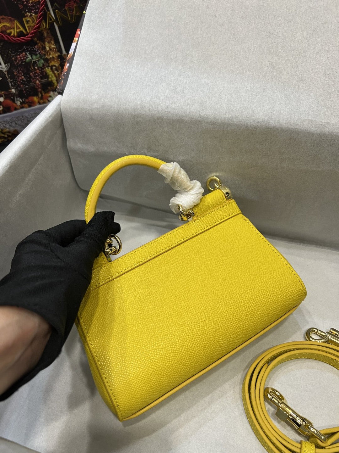 DG Small Sicily Bag In Dauphine Yellow For Women 7.5in/19cm DG