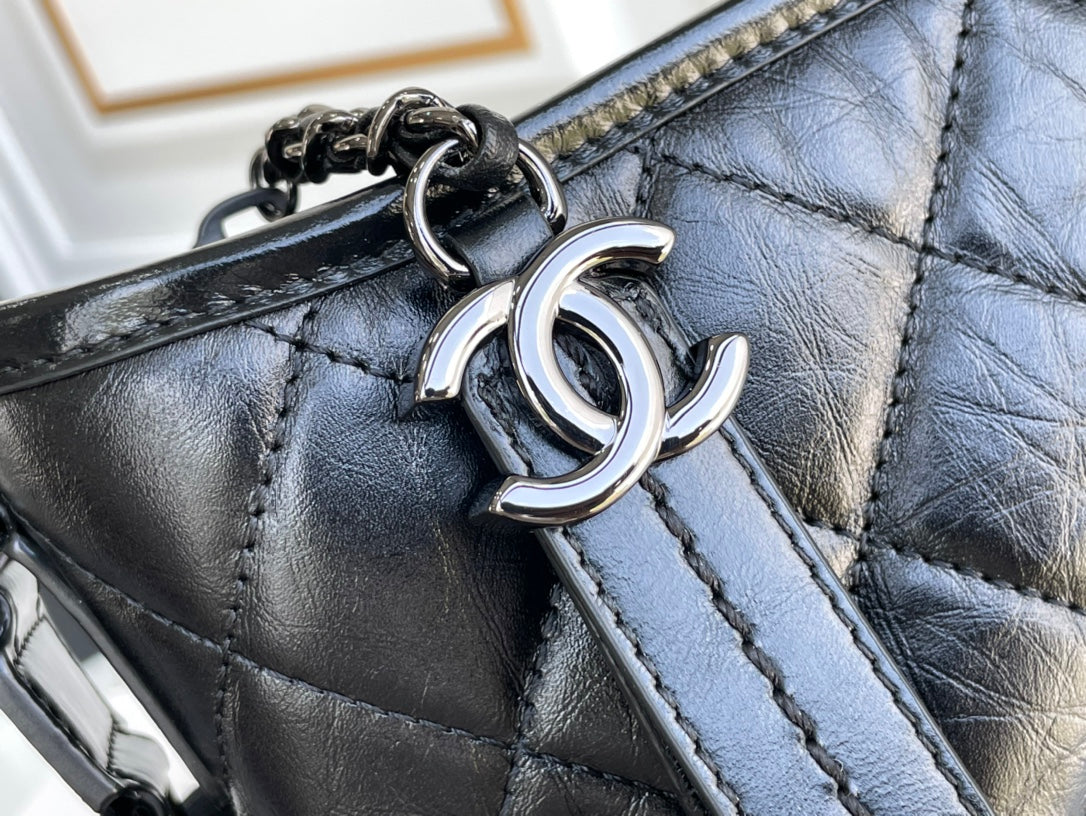 Chanel CO-CO Gabrielle Hobo Bag Black For Women 7.8in/20cm