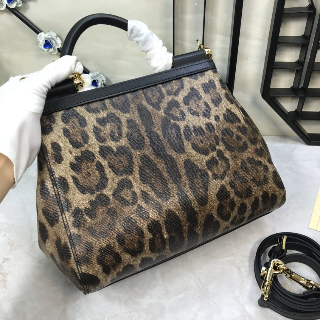 DG Leopard Print Medium Sicily Top Handle Bag Muticolour For Women 9.8in/25cm DG