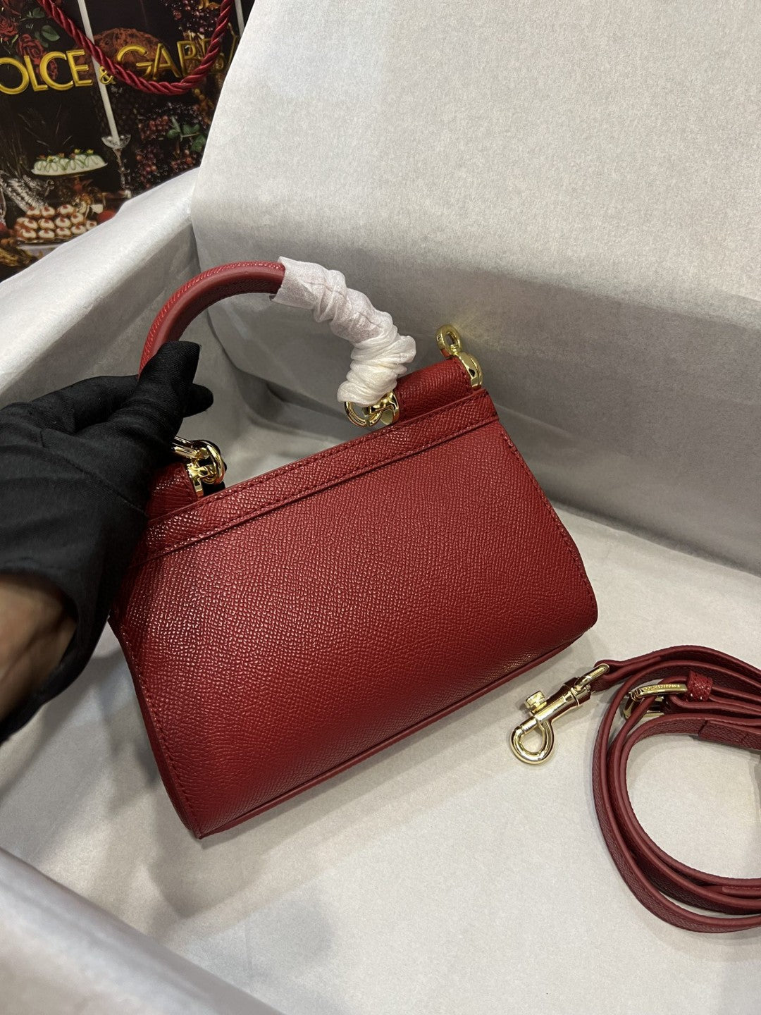 DG Small Sicily Bag In Dauphine Red For Women 7.5in/19cm DG