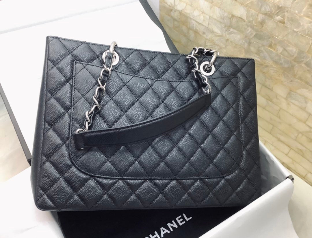 Chanel Classic Tote Bag Silver Hardware Black For Women 13.3in/34cm