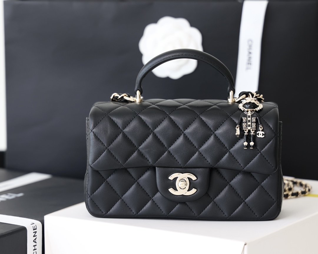 Chanel Flap Bag Mini Doll Handle Bag 20cm Black