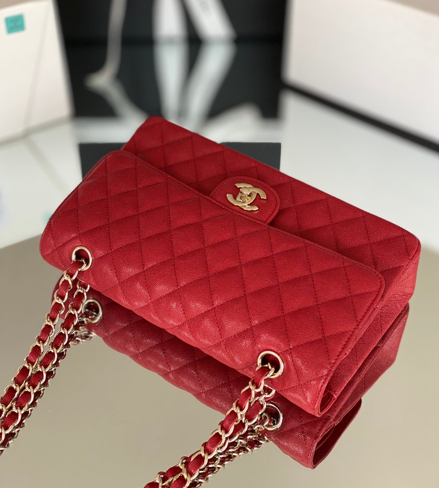 Chanel Classic Handbag 26cm Red For Women A01112