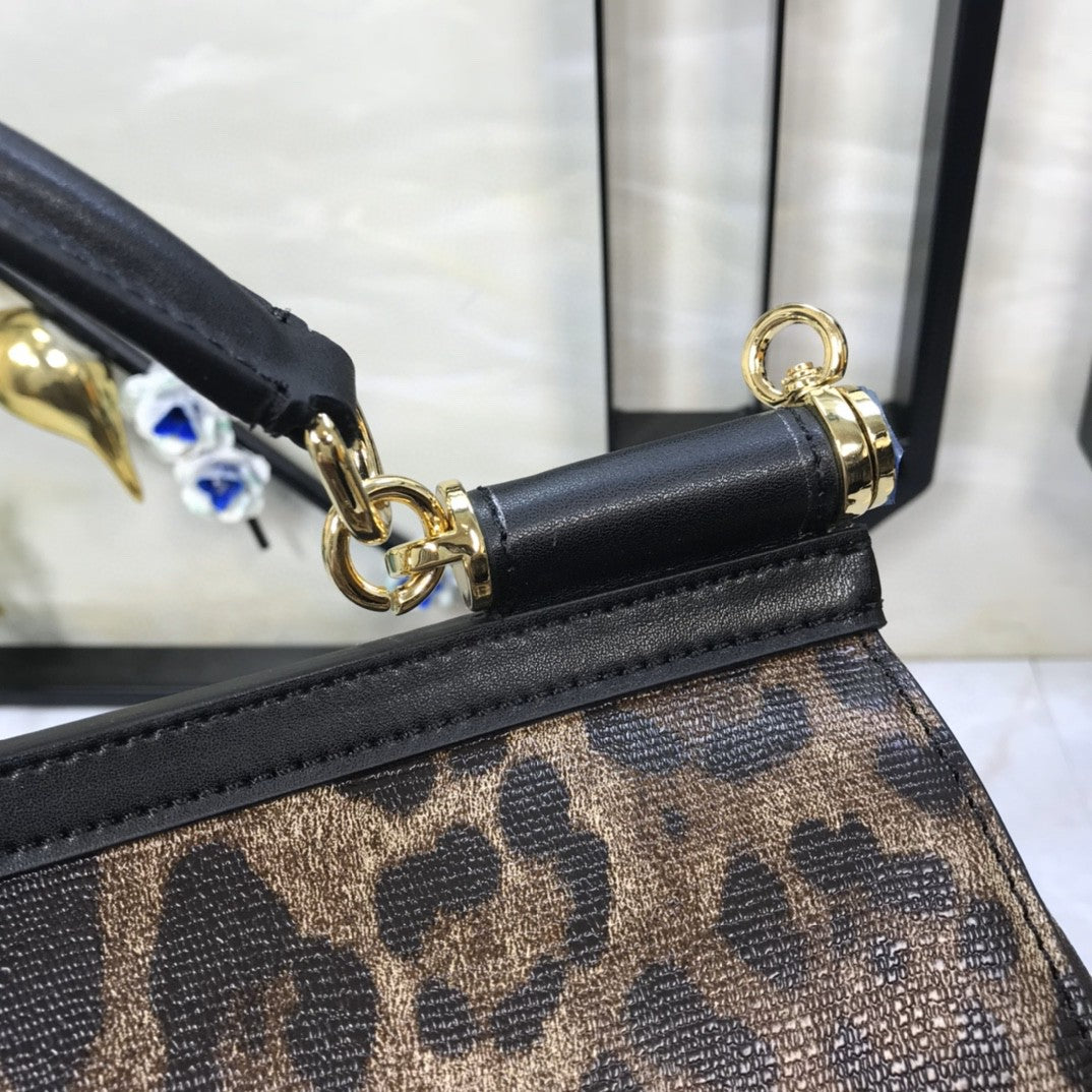 DG Leopard Print Medium Sicily Top Handle Bag Muticolour For Women 9.8in/25cm DG