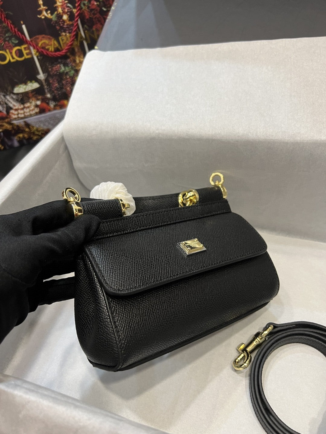 DG Small Sicily Bag In Dauphine Black For Women 7.5in/19cm DG BB7116A100180999