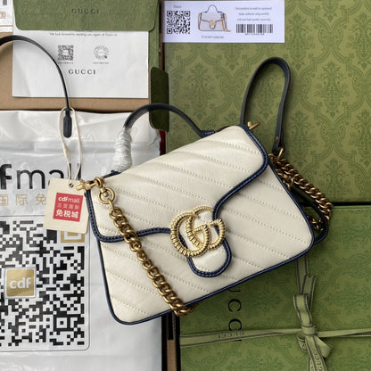 gg Marmont Mini Top Handle Bag White For Women 8in/21cm 583571-0OLFX-9085