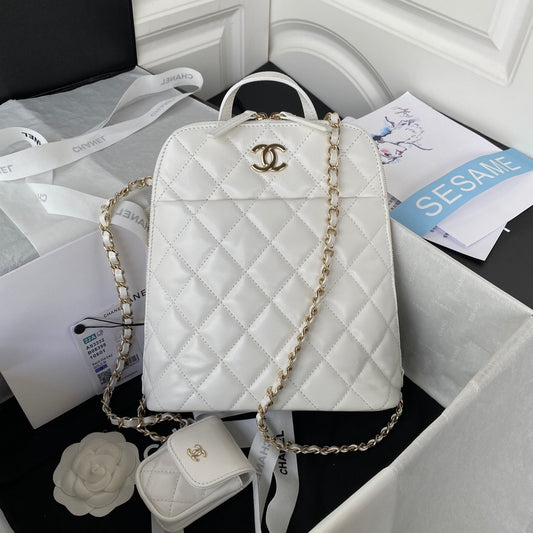 ChanelRucksack Backpack White Bag For Women 21cm/8in