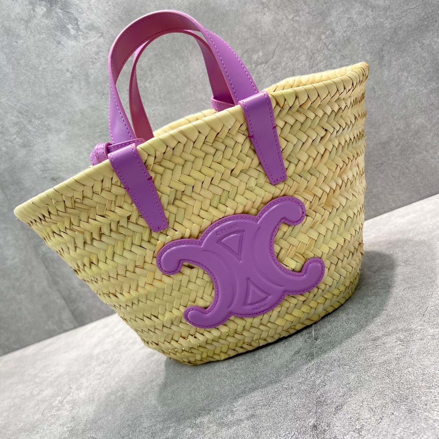 CE Teen Triomphe CE Classic Panier In Palm Leaves And Lizard Violet For Women 8in/20cm