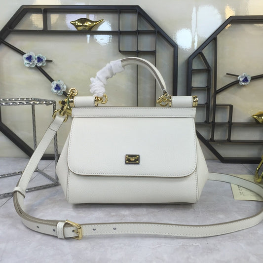 DG Medium Sicily Handbag In Dauphine White For Women 10.2in/26cm DG BB4347A100180001