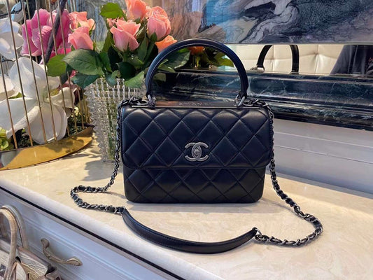 Chanel Classic Flap Bag Medal Hardware Black For Women 9.8in/25cm