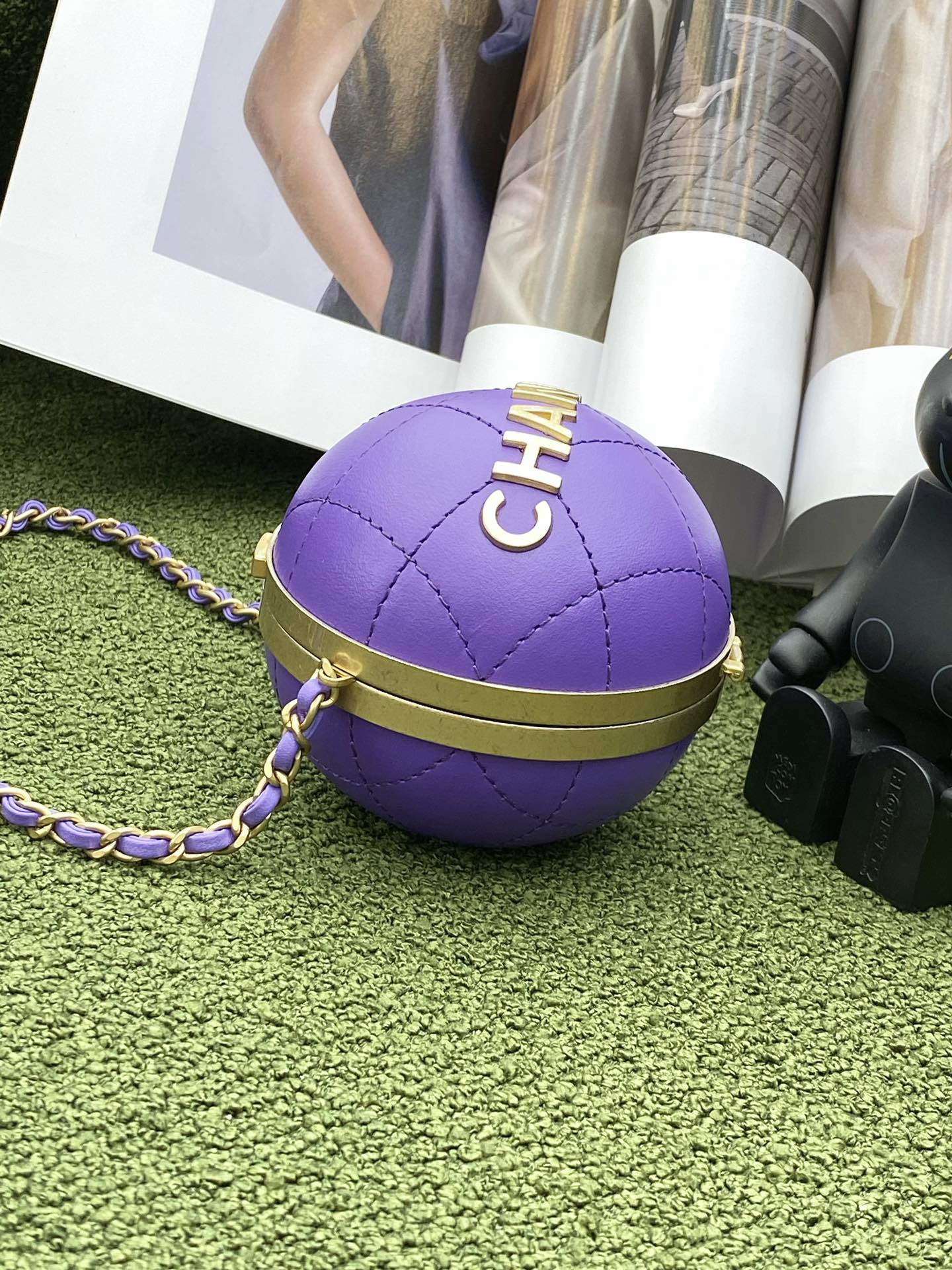 CHL Ball Bag Purple and Gold Chain Bag For Women 23.5cm/9.25in