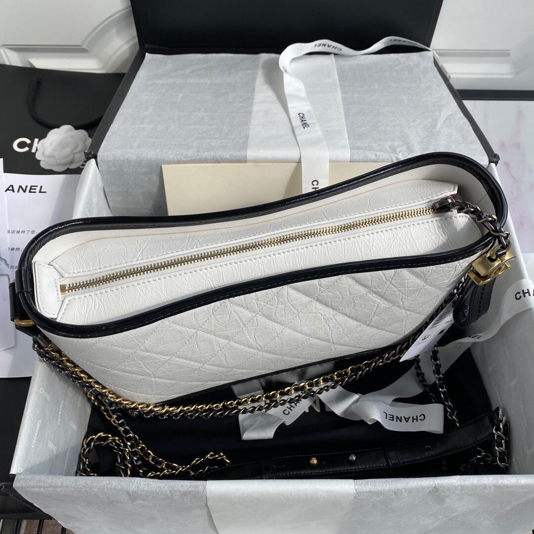 ChanelGabrielle Hobo Handbag White/Black For Women, Women&#8217;s Bags, Shoulder And Crossbody Bags 9.8in/25cm A93824 Y61477 C0200