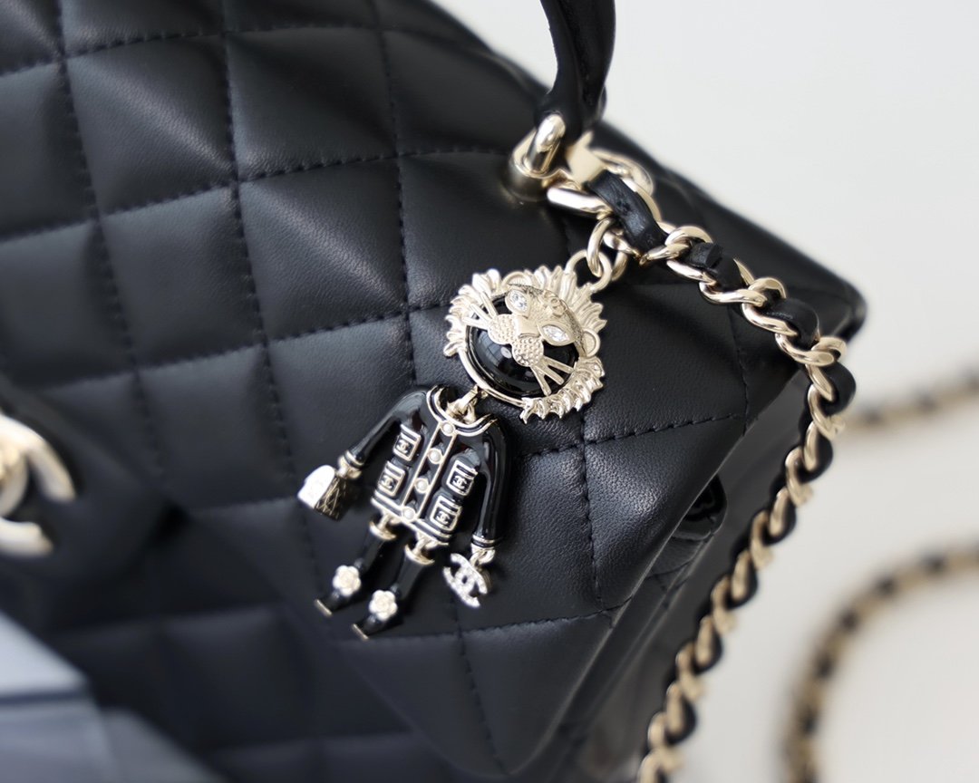 Chanel Flap Bag Mini Doll Handle Bag 20cm Black