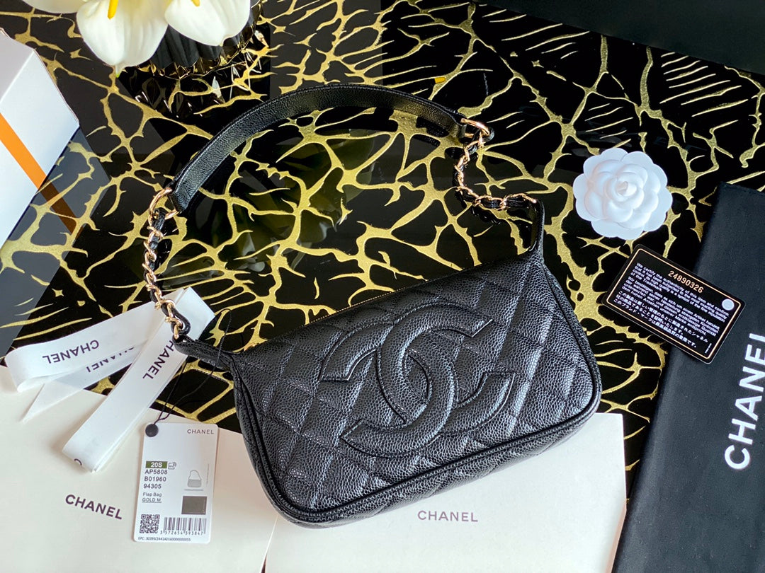 Chanel Classic Shoudlerbag Black For Women 9.8 in / 25 cm