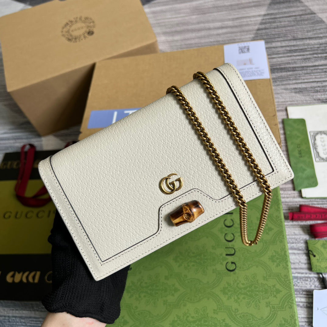 gg Diana Mini Bag With Bamboo White For Women, Women&#8217;s Bags 7.5in/19cm gg 