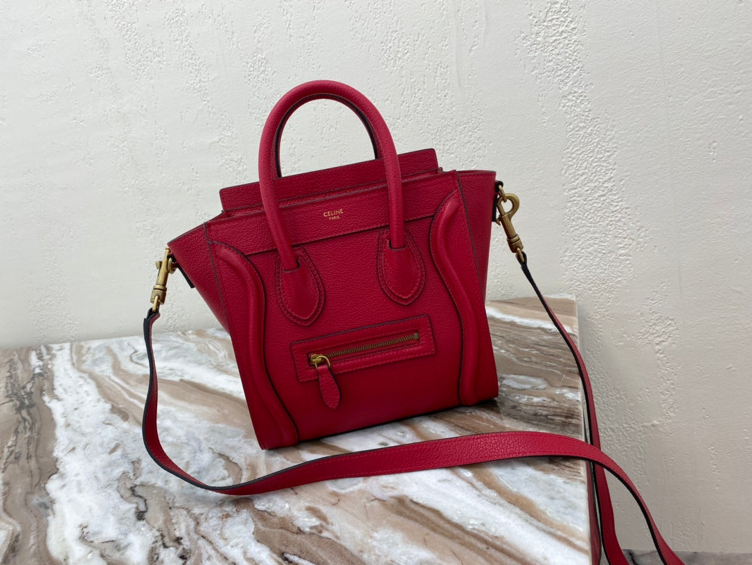 CE Nano LuGucciage Bag In Drummed Red For Women 8in/20cm 