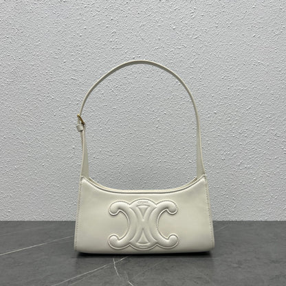 CE Cuir Triomphe Shoulder Bag White For Women 9.4in/24cm