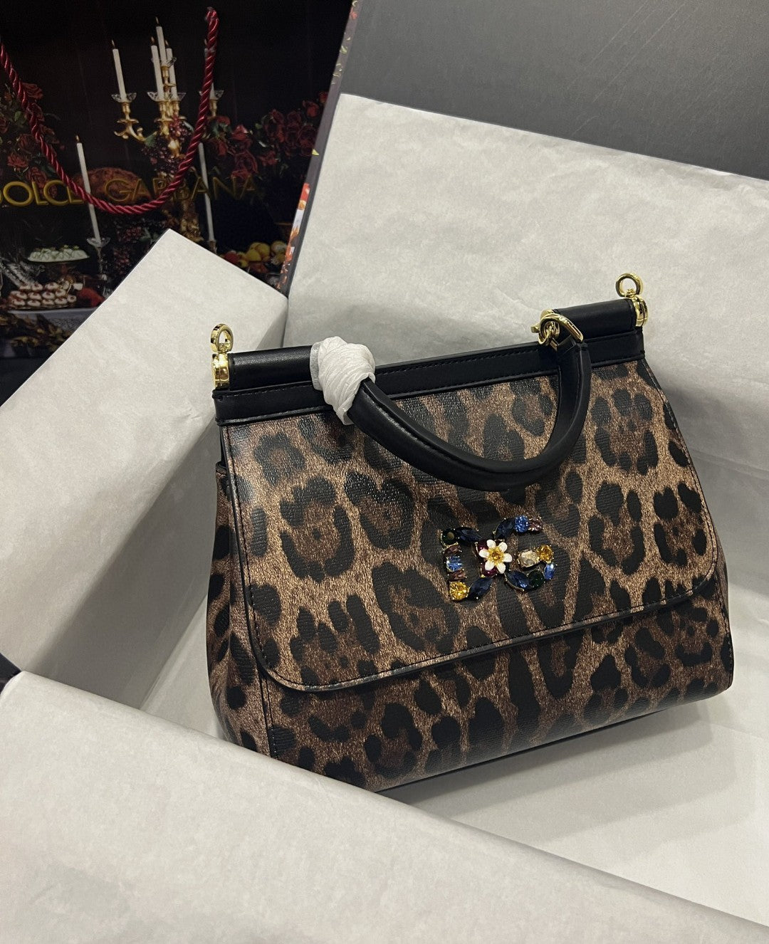 DG Sicily Bag In Leopard-Print Pony Hair Multicolour For Women 10.2in/26cm DG