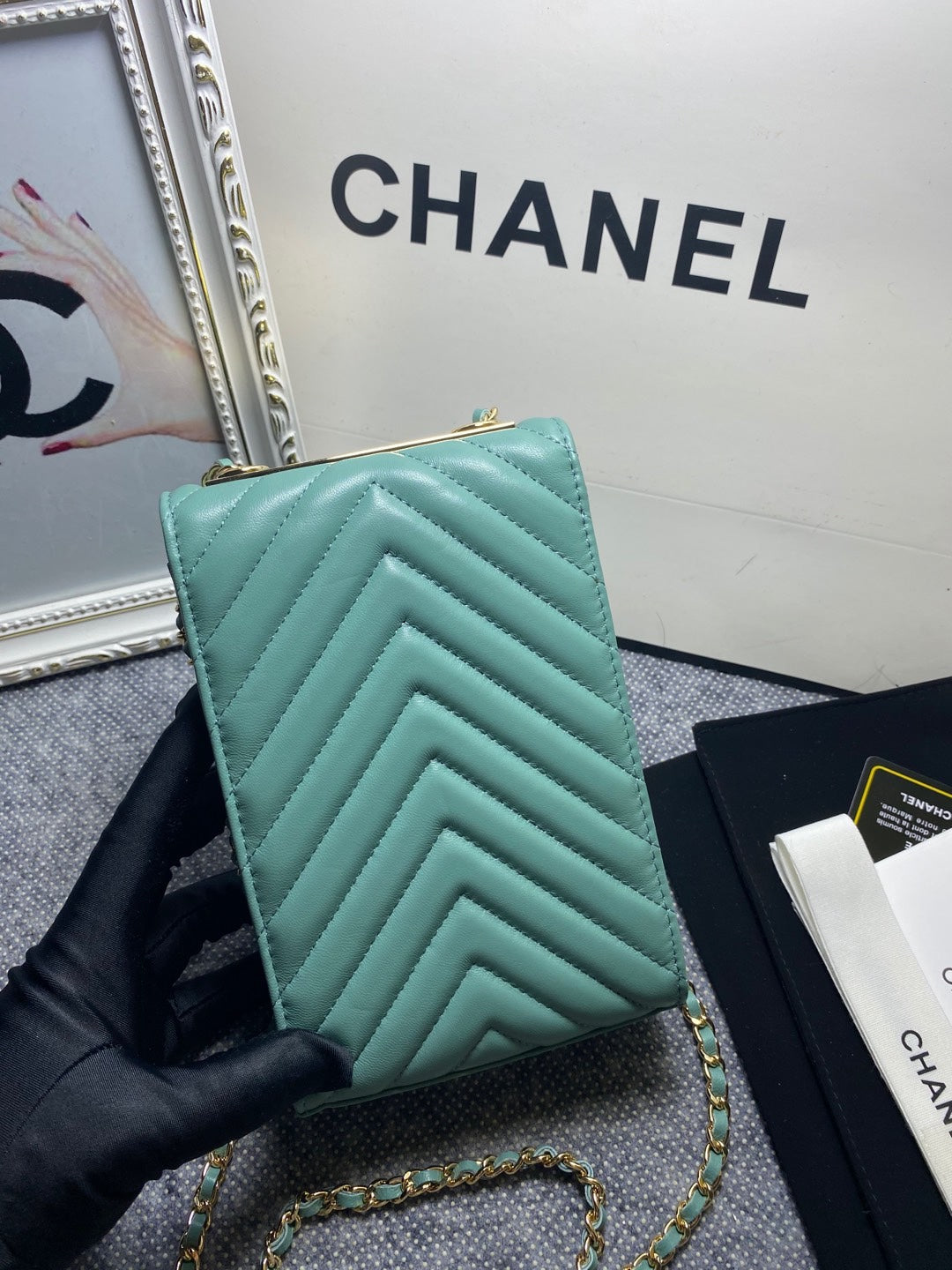 CHL Chevron Trendy CHL Phone Mint Bag For Women 18cm/7in