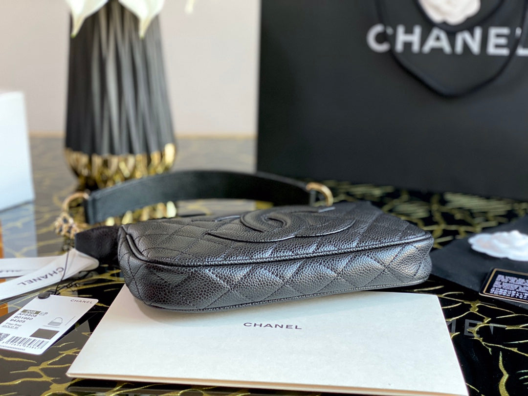 Chanel Classic Shoudlerbag Black For Women 9.8 in / 25 cm