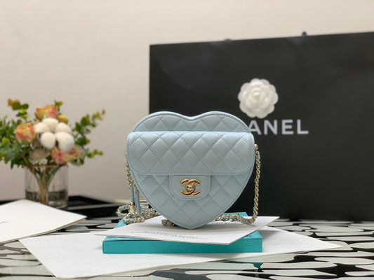 ChanelMini Heart Bag Grey For Women 7in/18cm AS3191 B07958