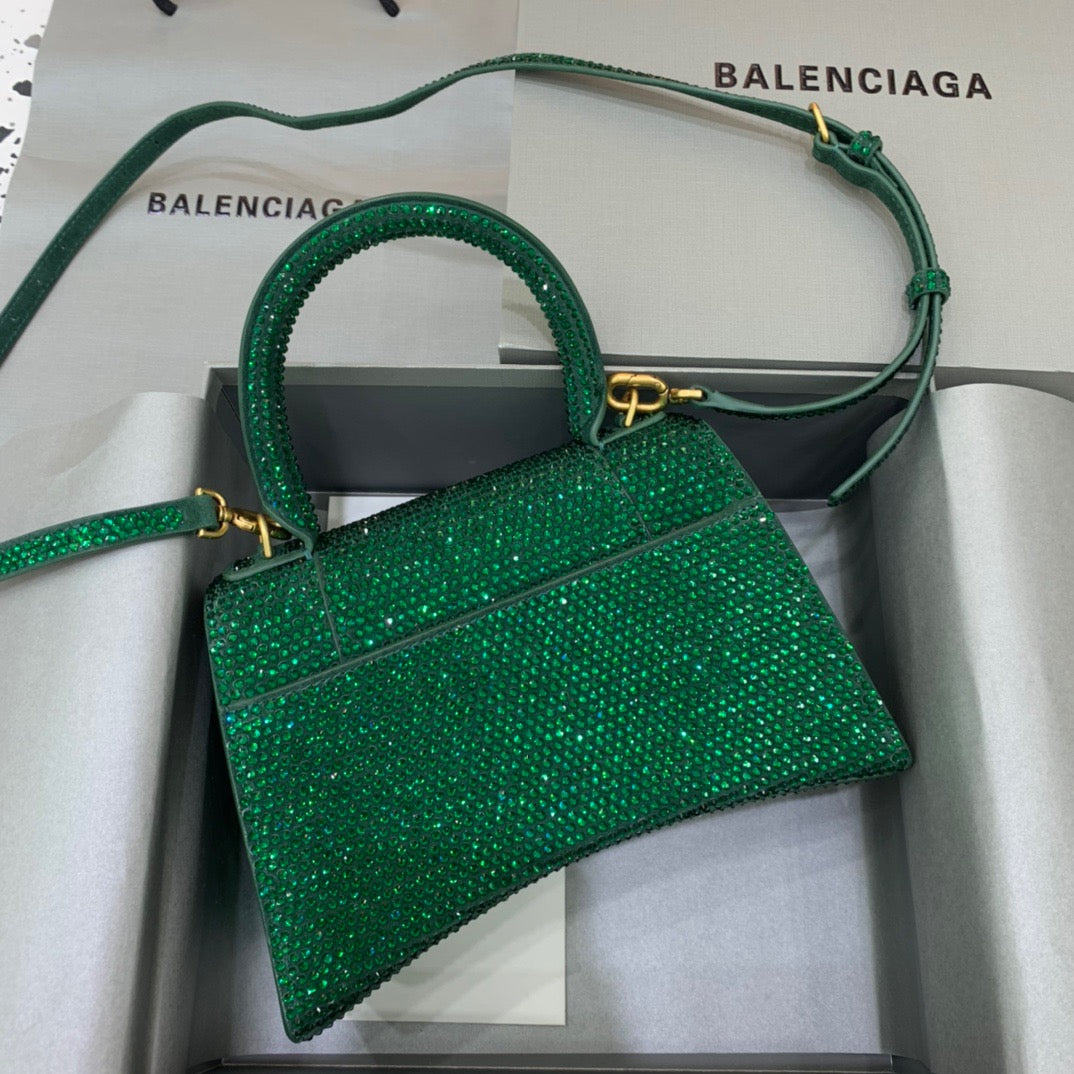 Balen Hourglass Small Handbag In Green, For Women,  Bags 9in/23cm