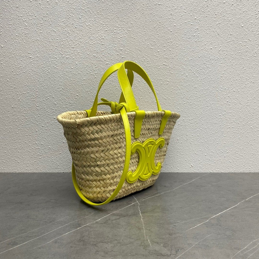 CE Teen Triomphe CE Classic Panier In Palm Leaves And Lizard Yellow For Women 8in/20cm 194004EH4.11CT