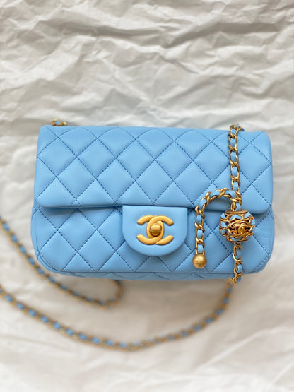 ChanelMini Flap Bag Blue For Women, Women&#8217;s Bags 7.9in/20cm