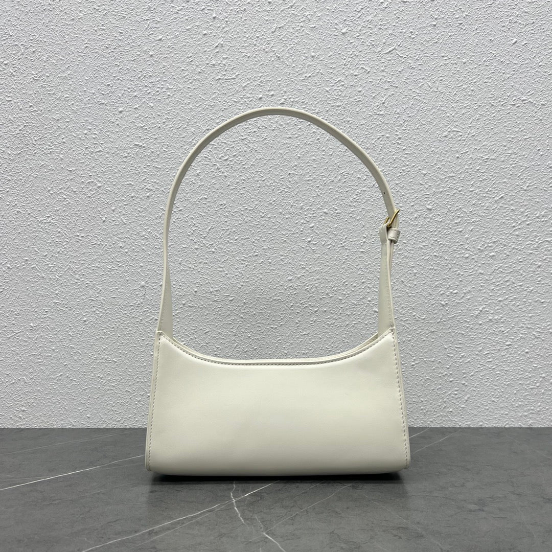 CE Cuir Triomphe Shoulder Bag White For Women 9.4in/24cm