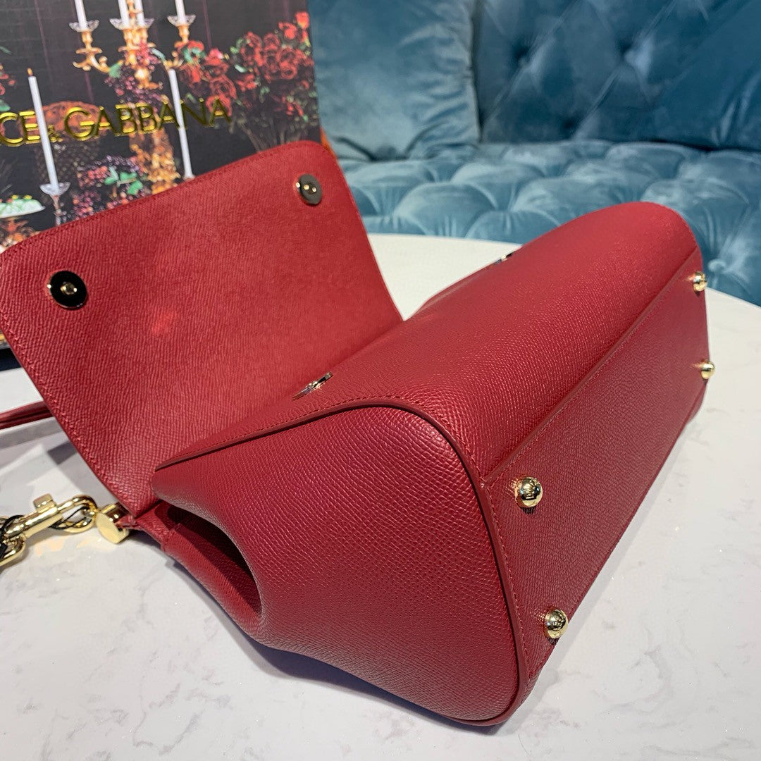 DG Small Sicily Bag In Dauphine Red For Women 7.5in/19cm DG