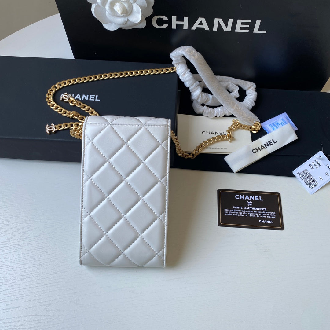 ChanelPhone Holder White Bag For Women 15cm/6in