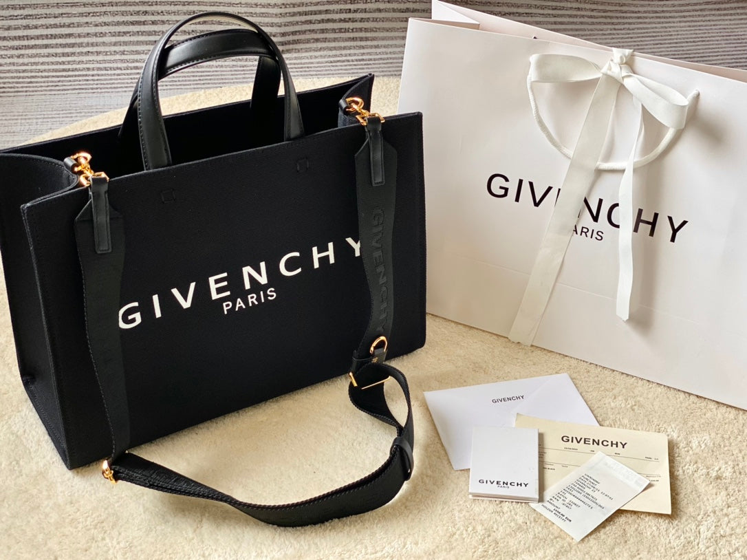 gv Medium G Tote Shopper Bag Canvas Black For Women, Handbags, Shoulder Bags 14.5in/37cm GVC 