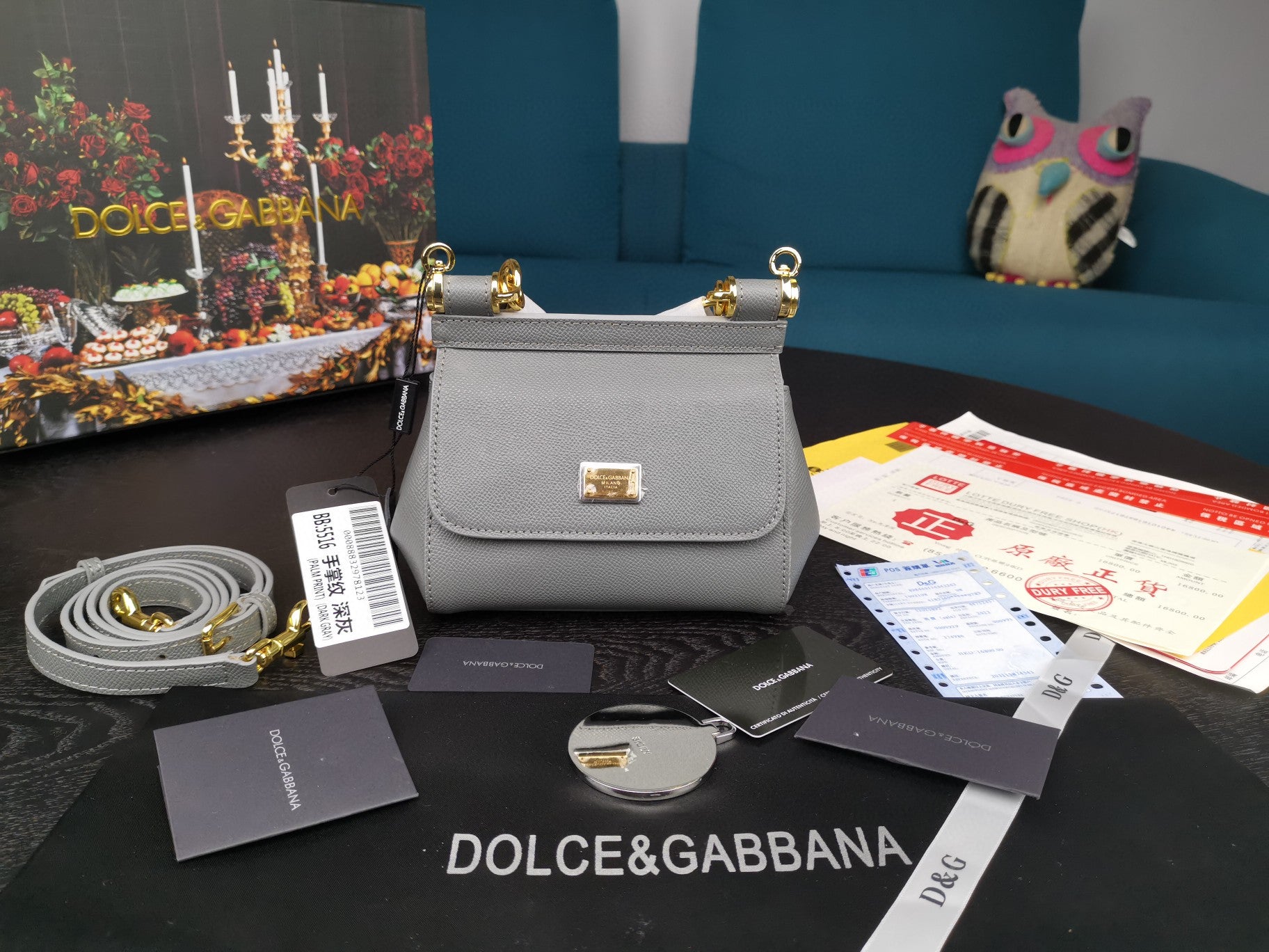 DG Small Sicily Bag In Dauphine Gray For Women 7.5in/19cm DG