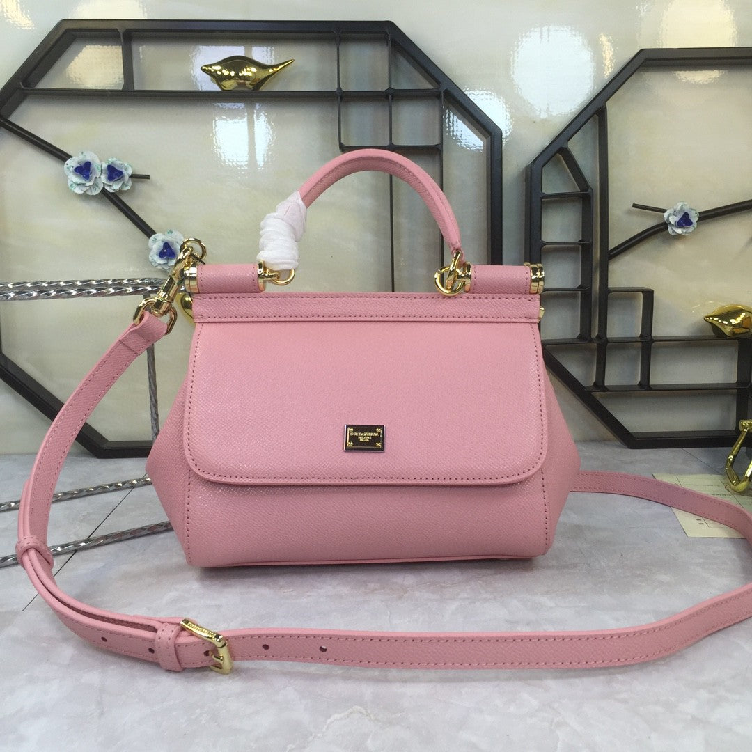 DG Medium Sicily Handbag In Dauphine Pink For Women 10.2in/26cm DG BB4347A10018H402