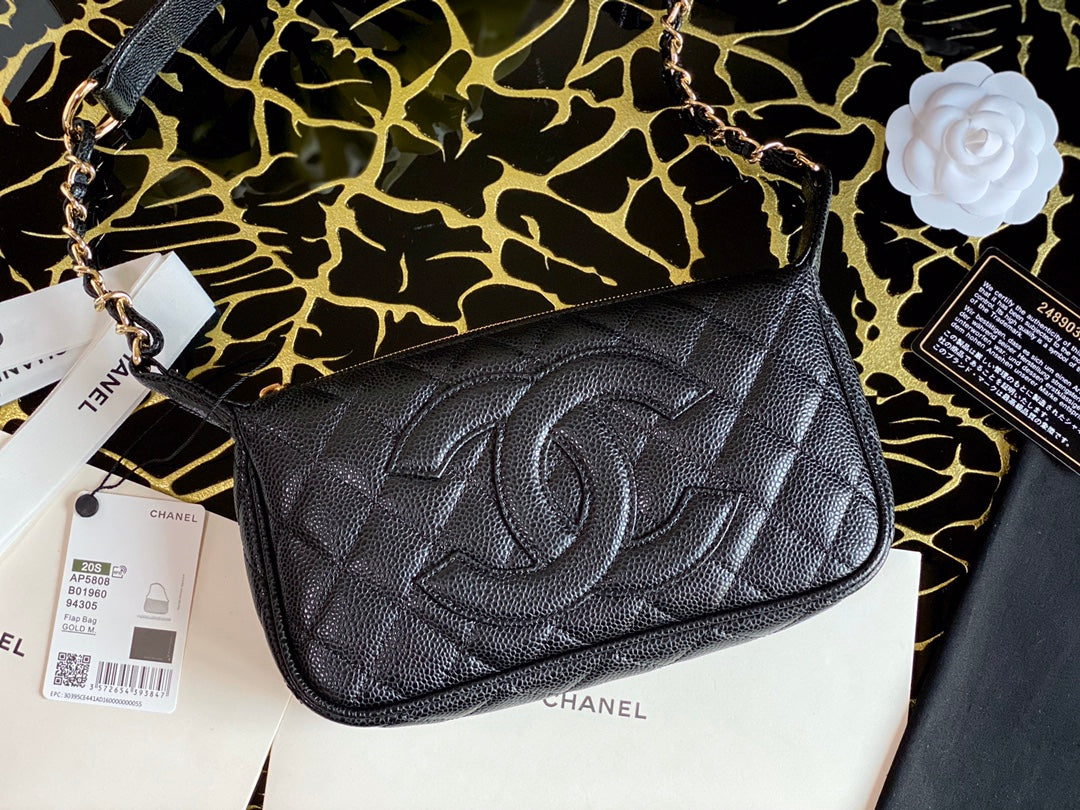 Chanel Classic Shoudlerbag Black For Women 9.8 in / 25 cm