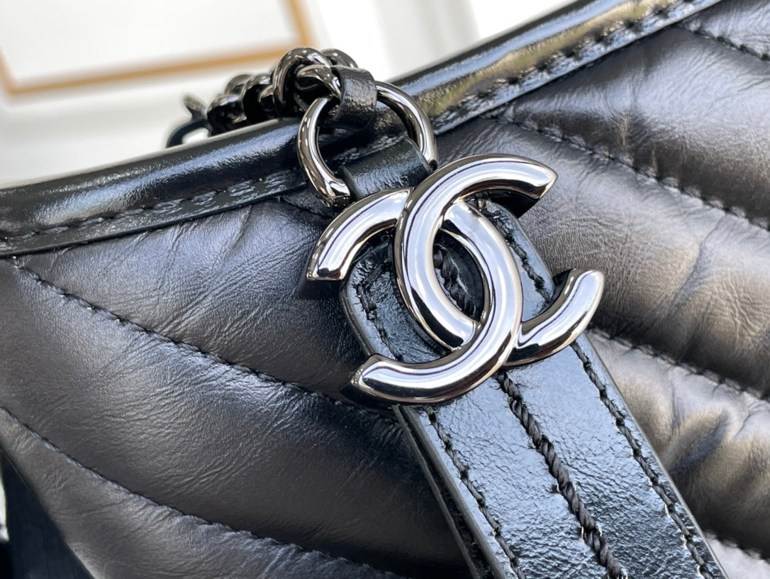 Chanel CO-CO Gabrielle Hobo Bag Black For Women 7.8in/20cm