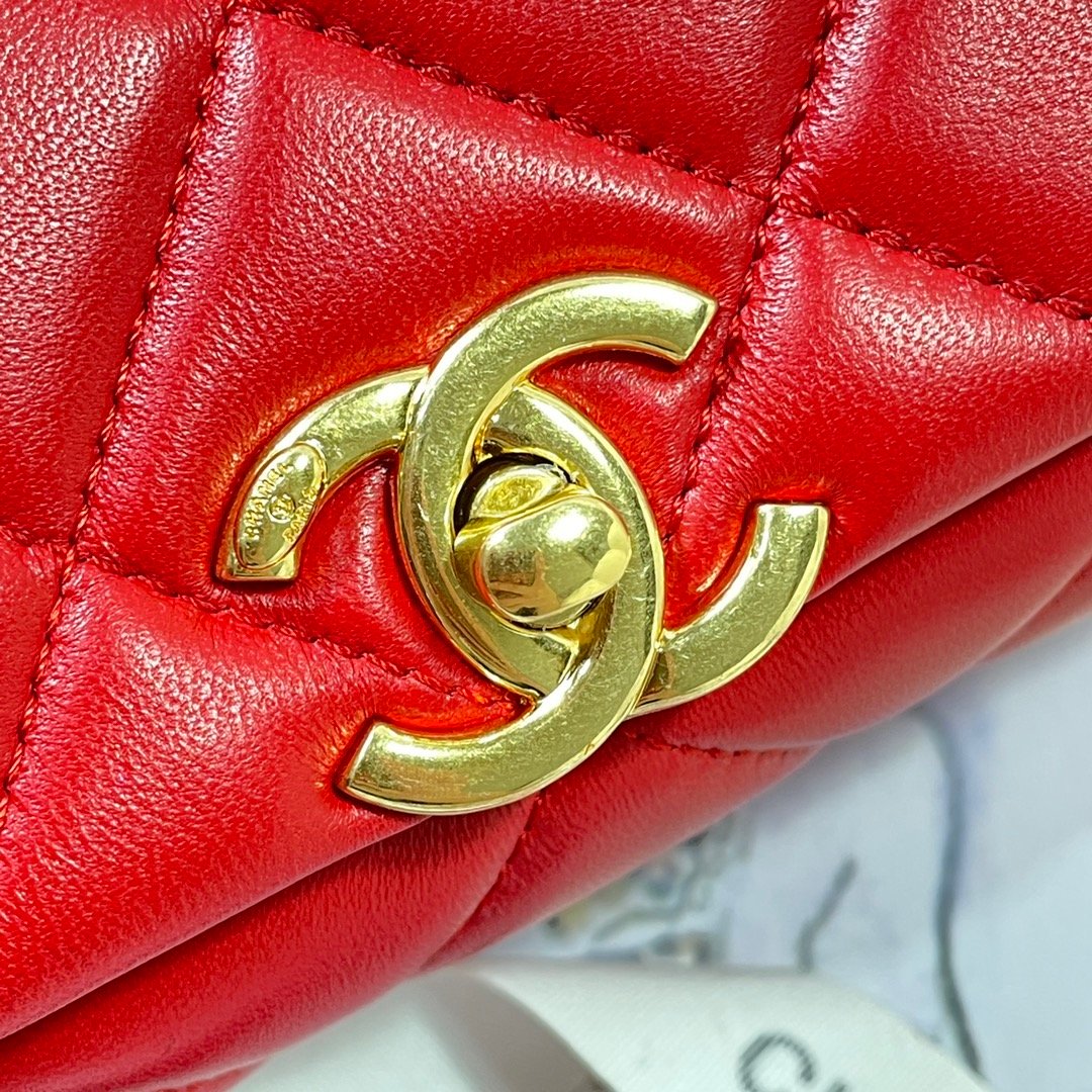 ChanelLarge Flap Bag Gold Hardware Red For Women, Women&#8217;s Handbags, Shoulder Bags 9.1in/23cm AS3367