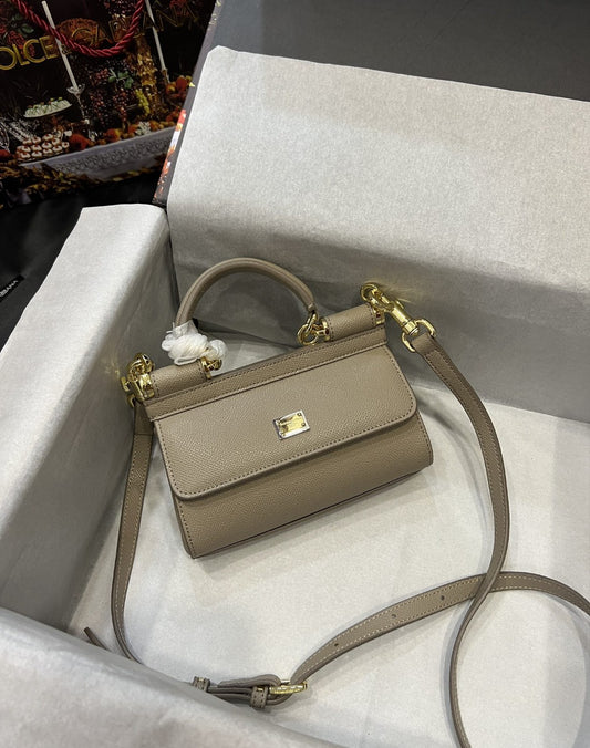 DG Small Sicily Bag In Dauphine Beige For Women 7.5in/19cm DG