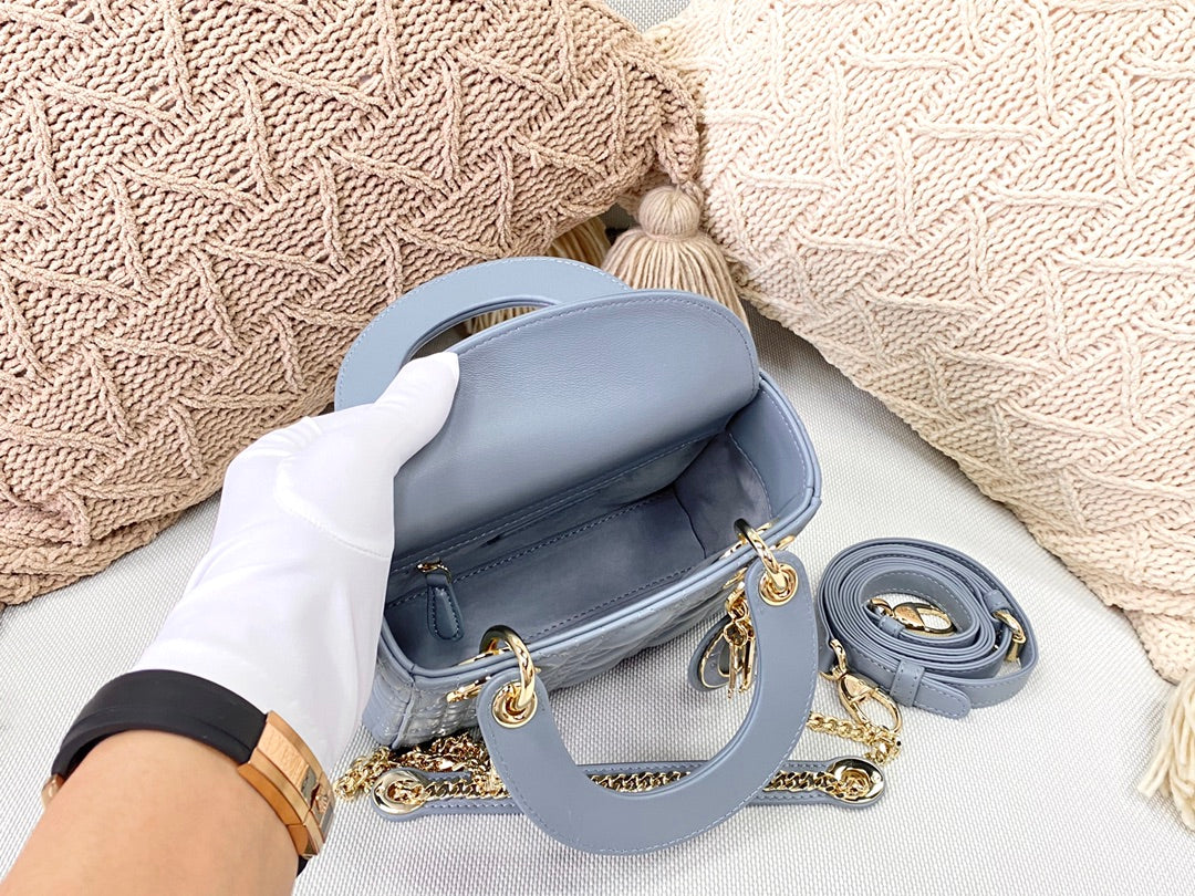 DI Mini Lady Bag Blue For Women 6.5in/17cm CD M0505SLOI