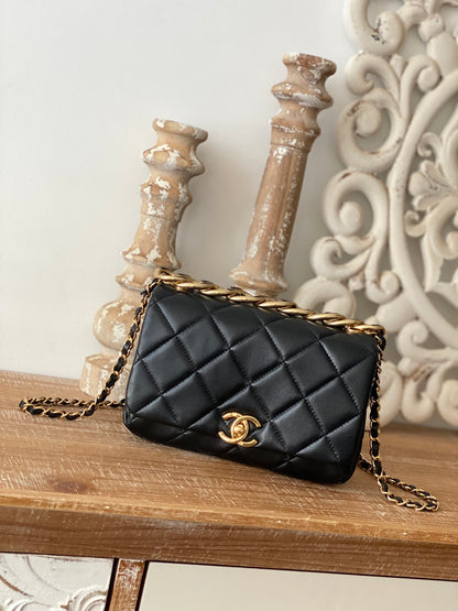 CHL Classic Diamond Flap Bag Black For Women, Women&#8217;s Bags 9.1in/23cm