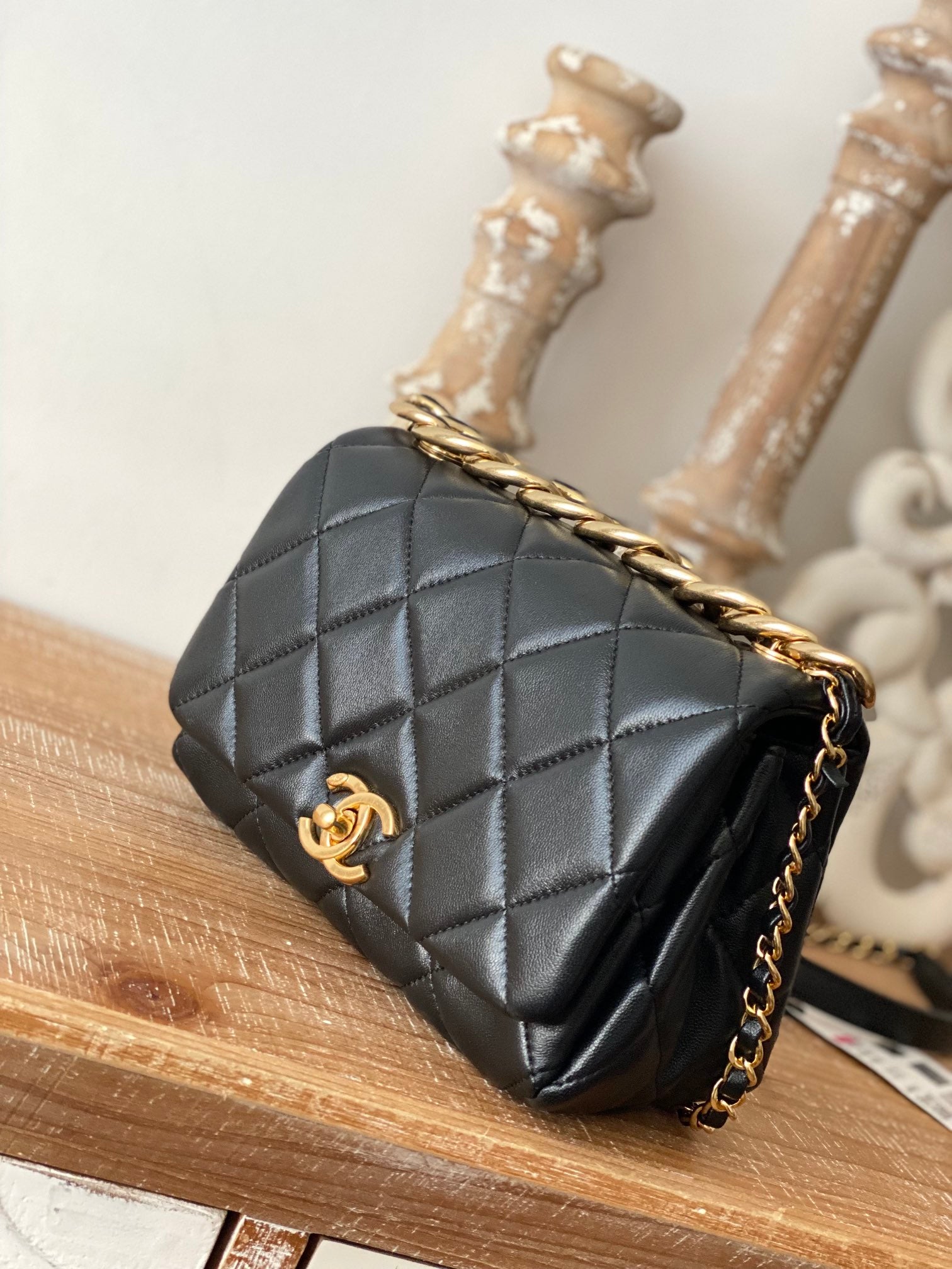 CHL Classic Diamond Flap Bag Black For Women, Women&#8217;s Bags 9.1in/23cm