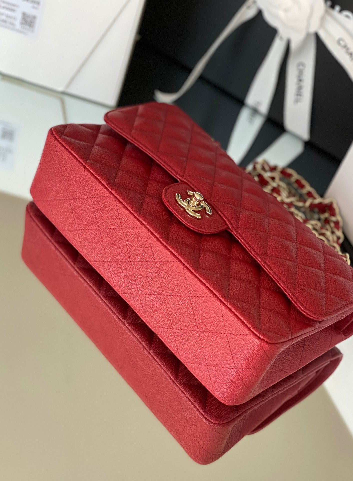 Chanel Classic Handbag 26cm Red For Women A01112