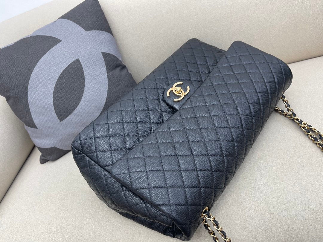 Chanel CoCo LuGucciage Gold Toned Hardware 46cm Black For Women