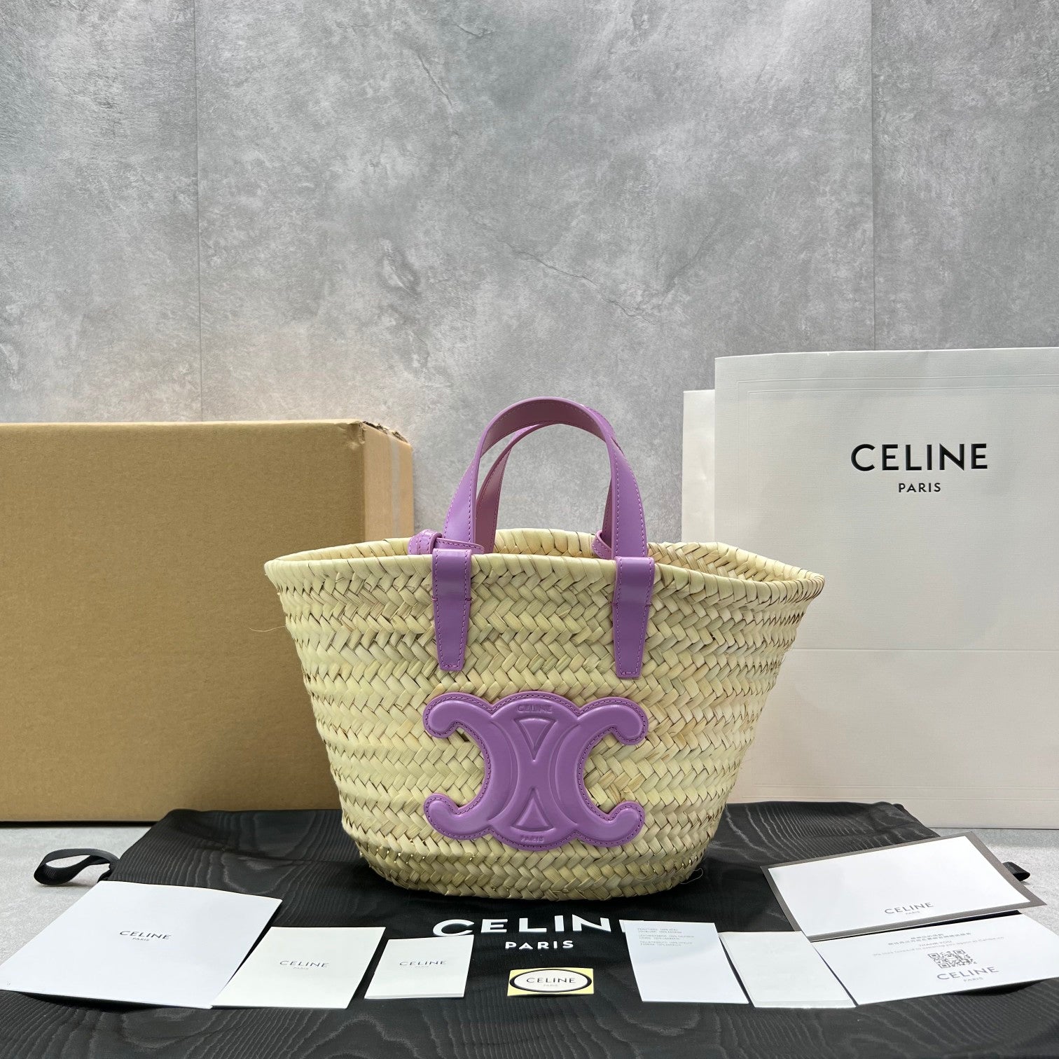 CE Teen Triomphe CE Classic Panier In Palm Leaves And Lizard Violet For Women 8in/20cm